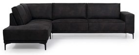 Antracitová rohová pohovka z imitácie kože (ľavý roh) Copenhagen – Scandic