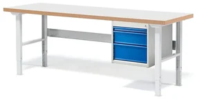 Dielenský stôl SOLID s 3 zásuvkami, nosnosť 750 kg, 2000x800 mm, laminát