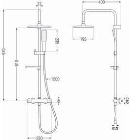 Mexen KX49 sprchový set s termostatickou batériou Kai, čierna-zlatá, 771504991-75