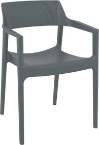 TULUM záhradná stolička s podrúčkami dark grey