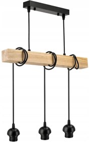 BERGE Závesné stropné svietidlo LED drevený trám 3xE27 Luster Wire ball