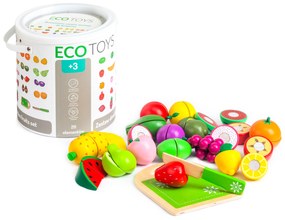 EcoToys Drevené ovocie na krájanie - 20 kusov