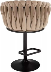 LuxuryForm DESIGN Barová stolička NORDEN VELUR na čiernom tanieri - latte