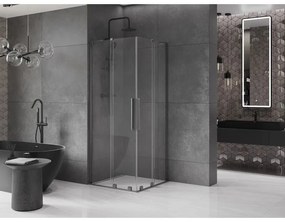 Mexen Velar L Duo, sprchový kút s posuvnými dverami 80 x 80 cm, 8mm číre sklo, grafit brúsený, 871-080-080-02-03-66