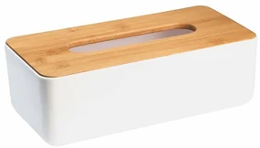 AQUALINE 3763 Snow zásobník na papierové vreckovky 26,2 x 9 x 13,2 cm, biela/bambus