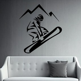 Veselá Stena Samolepka Snowboardista Farba: černá, Veľkosť: 40 x 45 cm