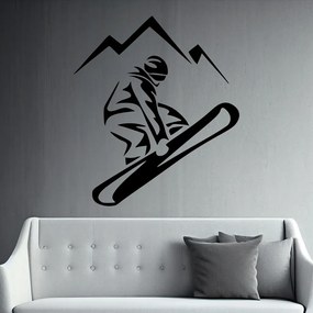Veselá Stena Samolepka na stenu na stenu Snowboardista Farba: černá