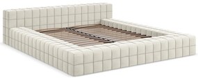 Krémovobiela čalúnená dvojlôžková posteľ s roštom 140x200 cm Akela – Makamii