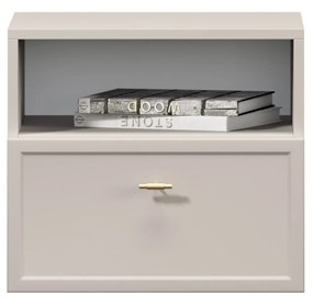 Závesný nočný stolík Lorini 45 cm - kašmírová / zlatá úchytka T