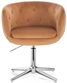 LuxuryForm DESIGN Kreslo MONTANA VELUR na striebornom kríži - hnedé