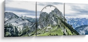 Obraz - Vrcholy hôr (s hodinami) (90x30 cm)
