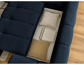 Tmavomodrá rozkladacia/s úložným priestorom rohová pohovka (ľavý roh/do L) Fuji – Bobochic Paris