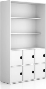 Kancelárska skriňa FRAME, 6x dvere, 2x polica, 1299 x 450 x 2162 mm, kódový zámok, biela