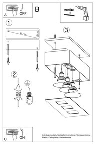 Čierne stropné svietidlo Sollux Hydra