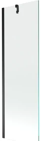 Mexen Next, vaňová  zástena 1-krídlová 60 x 150 cm, fixné krídlo, 6 mm číre sklo, čierny profil, 895-060-000-00-00-70