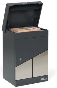Poštová schránka na listy a balíky, sivá, 600 x 435 x 360 mm
