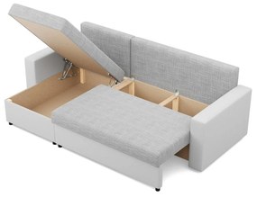 Rohová rozkladacia sedacia súprava LUNA Sivá/biela
