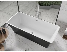 Mexen Tonia, voľne stojaca vaňa 170 x 75 cm, biela-čierna, chrómový prepad, 52171707575-01