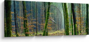 Obraz lesa (s hodinami) (90x30 cm)
