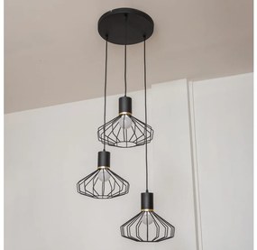Luster na lanku SOLANO 3xE27/15W/230V čierna/zlatá