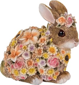 Dekorácia figúrka králiček posiaty kvetmi - 19*12*18 cm