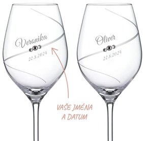 Svadobné poháre na biele víno Silhouette City s kryštálmi Swarovski 360ml 2KS