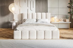 Čalúnená manželská posteľ s úložným priestorom SLIM 11 - krémovo-biela | 160×200