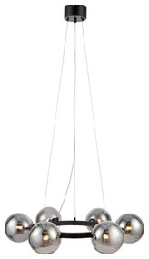 Závesné svietidlo s čiernou konštrukciou Markslöjd Circle 6L