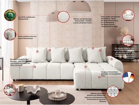 Biela rohová pohovka (pravý roh/s leňoškou) Albane – Ropez