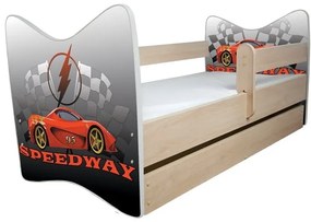Detská posteľ " Speedway " deluxe, Rozmer 140x70 cm, Farba dub jasný, Matrace pena kokos 7,5 cm