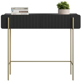 Toaletný stolík Malmi 100 cm - čierny mat / zlatá
