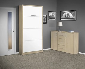 Nabytekmorava Sklápacia posteľ VS 3054 P - 200x90 cm farba lamina: dub sonoma tmavá/biele dvere