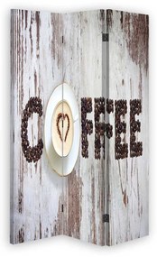 Gario Paraván Nápis Coffee z kávových zŕn Rozmery: 110 x 170 cm, Prevedenie: Klasický paraván