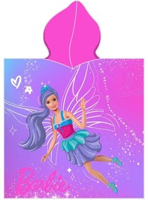 Dievčenské plážové pončo - osuška s kapucňou Barbie - motív Morská panna - 50 x 115 cm