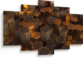 Obraz - Bronzové hexagóny (150x105 cm)