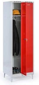 Plechová šatníková skrinka S7 na nohách, 2-dverová, 1920 x 600 x 500 mm, otočný zámok, modré dvere