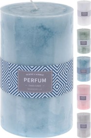 Parfumovaná sviečka v tvare valčeka 9 x 15 cm biela, zelená, modrá, ružová alebo sivá 33357
