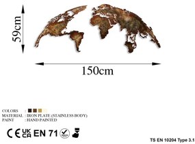 Nástenná dekorácia 2 ks 150x59 planéta kov