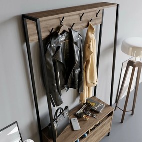 Vešiak s botníkom Devin Walnut and Black