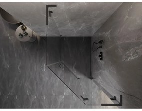 Mexen Lunar, L výklopný päťuholníkový sprchový kút pravý 90 x 100 cm, 8mm číre sklo, grafitový profil, 831L-090P-100L-95-00-P