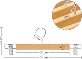 SONGMICS Drevené vešiaky s klipmi na sukne a nohavice 8 kusov