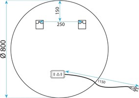 Rea Zrkadlo ⌀80 cm s vyhrievaním a regulovateľným LED osvetlením HOM-02503, zlaté