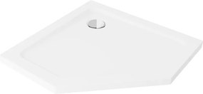 Mexen Flat, päťuholníková sprchová vanička slim 80 x 80 cm, biela, + syfon chrómový - 41P108080