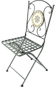 Záhradná stolička s keramickou mozaikou
