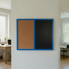 Toptabule.sk  Kombinovaná tabuľa čierna v modrom drevenom ráme COLOR 120x90 cm