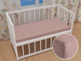 Detské froté napínacie prestieradlo do postieľky FR-024 Hnedoružové 70 x 140 x 10 cm - do postieľky