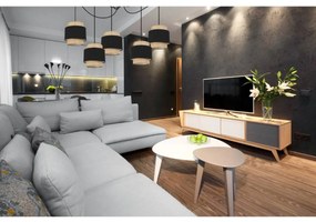 Závesné svietidlo Boho Spider, 5x jutové/čierne textilné tienidlo
