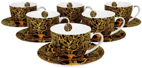 Porcelánová šálka s podšálkou Klimt Tree Of Life 250 ml sada 6ks