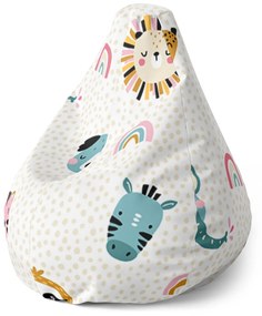 Sablio Sedací vak Pear Hroch, zebra a slnko - 70 x 95 x 15 cm