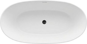 Rea Roma, voľne stojaca vaňa 170x75 cm, biela, zlatý matný click-clack, KPL-W7128